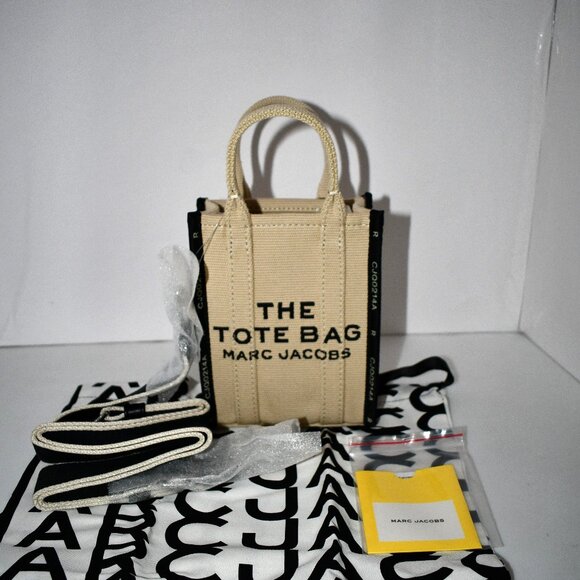 Marc Jacobs The Jacquard Crossbody MINI Tote Bag in Warm Sand NWT - Picture 1 of 5